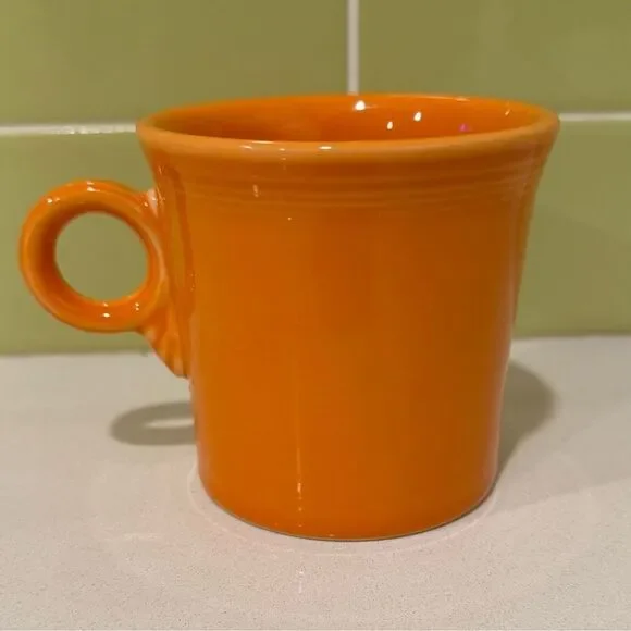 Vintage Fiestaware Tangerine Ring Handle Mug — Orange Fiesta Coffee Cup - Picture 1 of 4